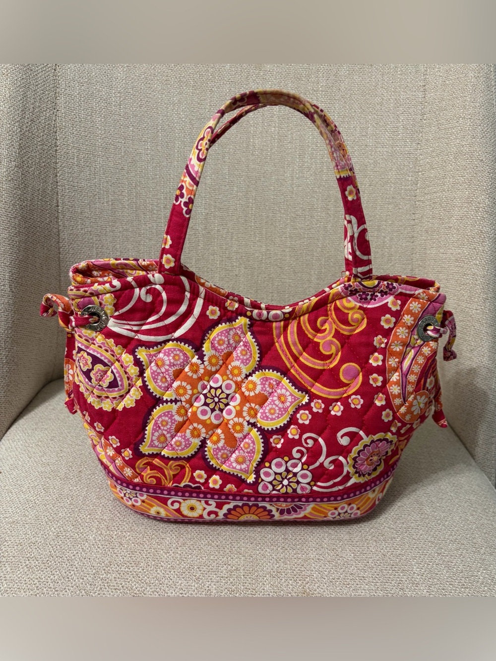 Vera Bradley Quilted Floral Tote Bag in Deep Pink